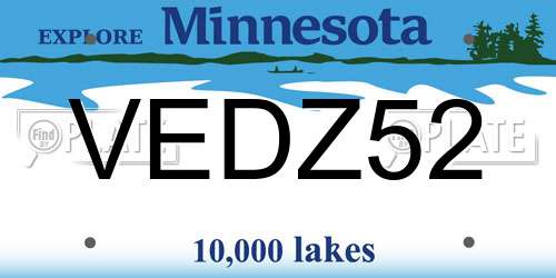 VEDZ52 Minnesota License Plate