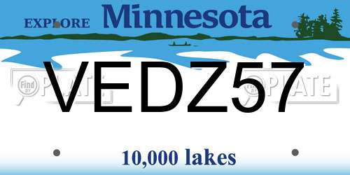 VEDZ57 Minnesota License Plate