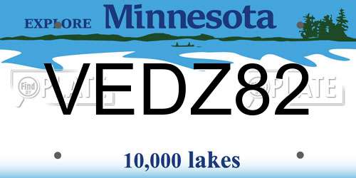 VEDZ82 Minnesota License Plate