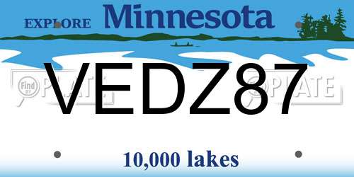 VEDZ87 Minnesota License Plate