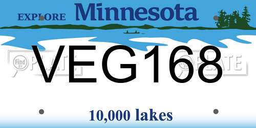 VEG168 Minnesota License Plate
