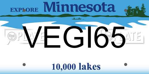 VEGI65 Minnesota License Plate