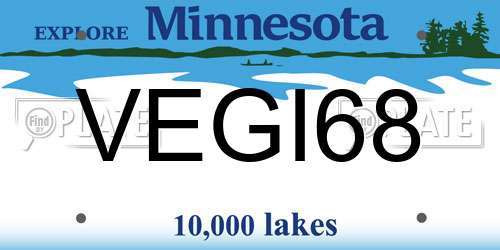 VEGI68 Minnesota License Plate