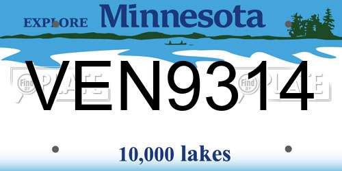 VEN9314 Minnesota License Plate