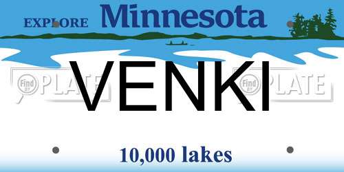 VENKI Minnesota License Plate