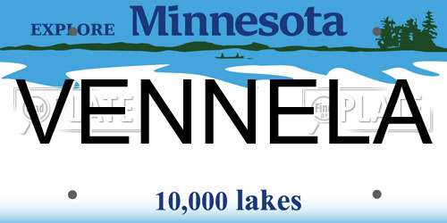 VENNELA Minnesota License Plate