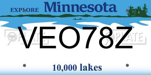 VEO78Z Minnesota License Plate