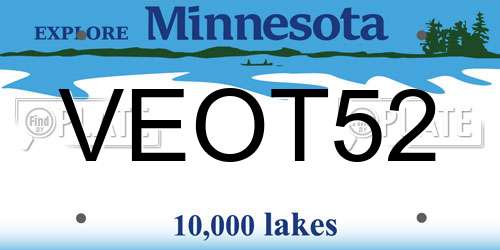VEOT52 Minnesota License Plate