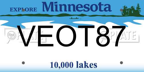 VEOT87 Minnesota License Plate