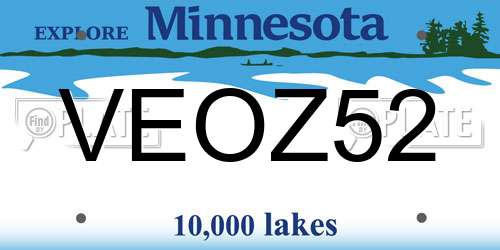 VEOZ52 Minnesota License Plate