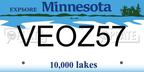 VEOZ57 Minnesota License Plate