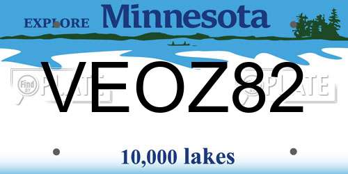 VEOZ82 Minnesota License Plate