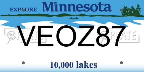 VEOZ87 Minnesota License Plate