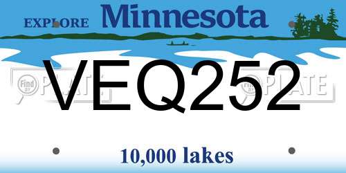 VEQ252 Minnesota License Plate