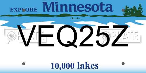 VEQ25Z Minnesota License Plate