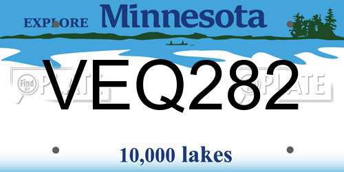 VEQ282 Minnesota License Plate