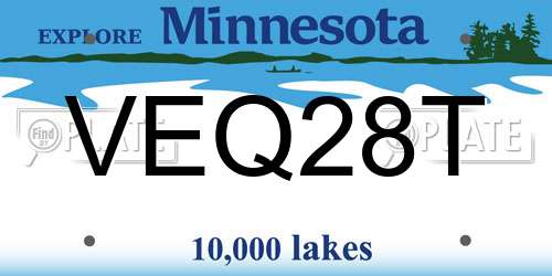 VEQ28T Minnesota License Plate