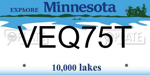 VEQ75T Minnesota License Plate