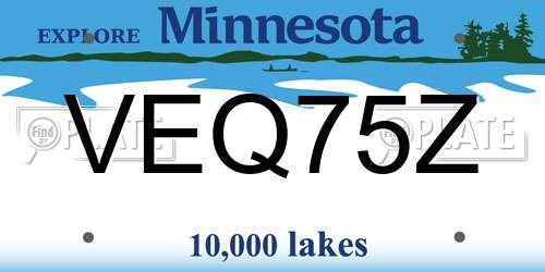 VEQ75Z Minnesota License Plate