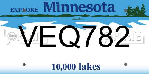 VEQ782 Minnesota License Plate