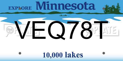 VEQ78T Minnesota License Plate