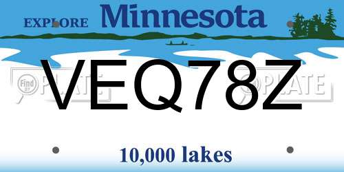 VEQ78Z Minnesota License Plate