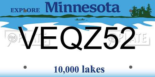 VEQZ52 Minnesota License Plate