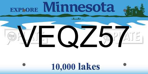 VEQZ57 Minnesota License Plate