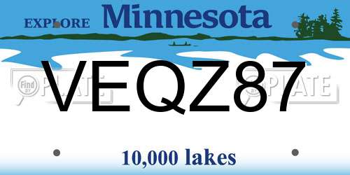 VEQZ87 Minnesota License Plate