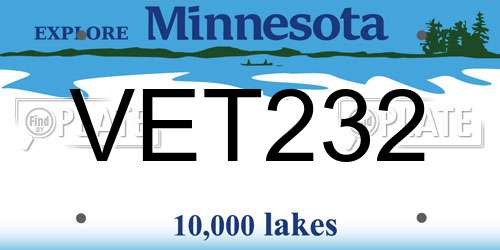VET232 Minnesota License Plate