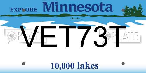 VET73T Minnesota License Plate