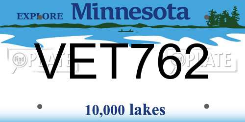 VET762 Minnesota License Plate