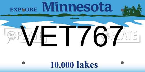 VET767 Minnesota License Plate