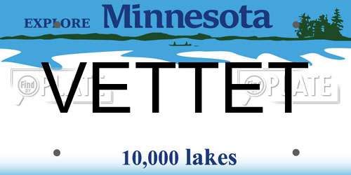VETTET Minnesota License Plate