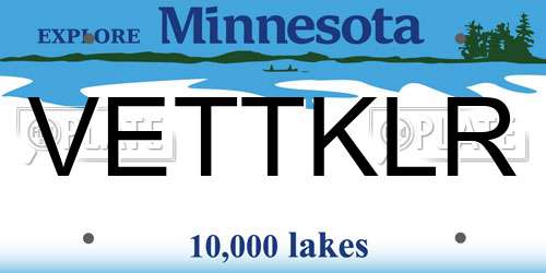 VETTKLR Minnesota License Plate