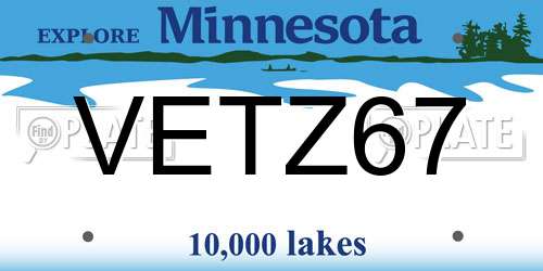 VETZ67 Minnesota License Plate