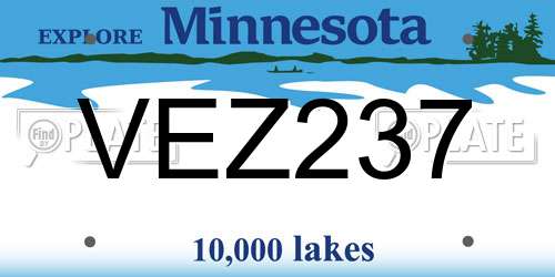 VEZ237 Minnesota License Plate