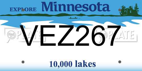 VEZ267 Minnesota License Plate