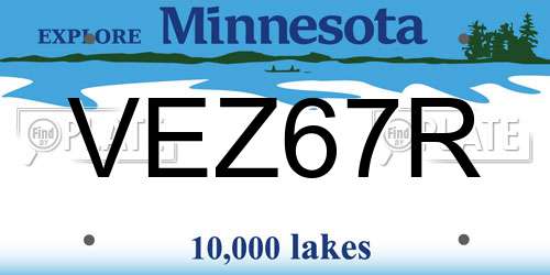 VEZ67R Minnesota License Plate