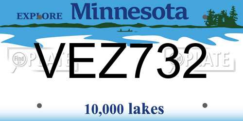 VEZ732 Minnesota License Plate