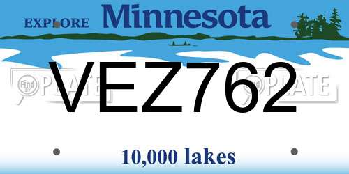 VEZ762 Minnesota License Plate