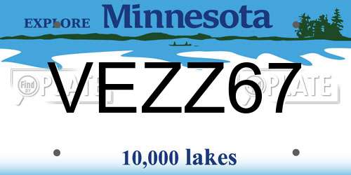 VEZZ67 Minnesota License Plate