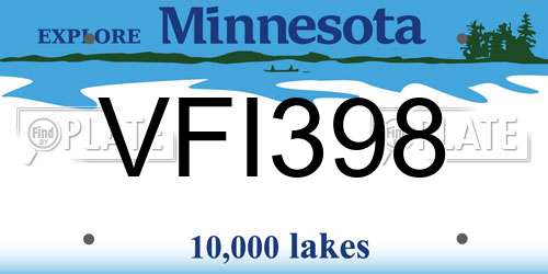 VFI398 Minnesota License Plate
