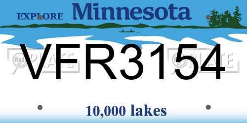 VFR3154 Minnesota License Plate