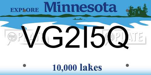 VG2I5Q Minnesota License Plate