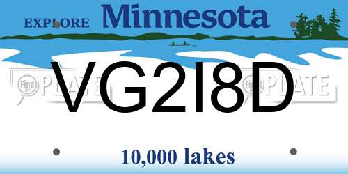 VG2I8D Minnesota License Plate
