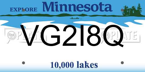 VG2I8Q Minnesota License Plate