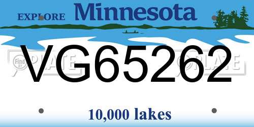VG65262 Minnesota License Plate
