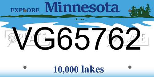 VG65762 Minnesota License Plate