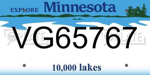VG65767 Minnesota License Plate